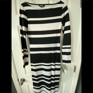 Black & white, striped midi